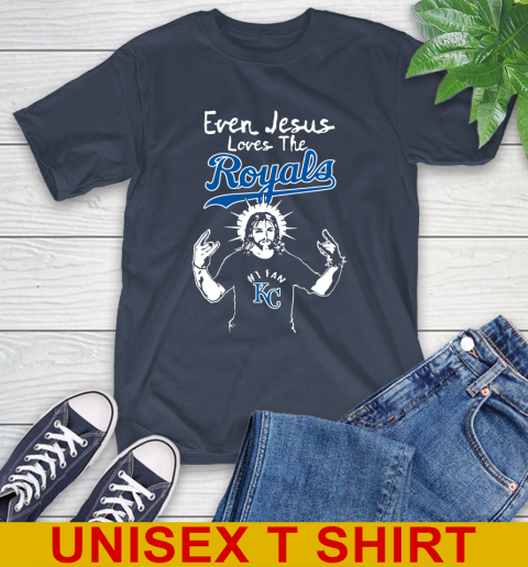 Kansas City Royals MLB Baseball Even Jesus Loves The Royals Shirt T-Shirt 3