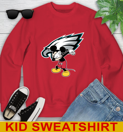 Philadelphia Eagles NFL Football Dabbing Mickey Disney Sports Youth Sweatshirt 8