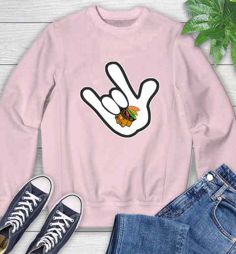 Chicago Blackhawks NHL Hockey Mickey Rock Hand Disney Sweatshirt 9