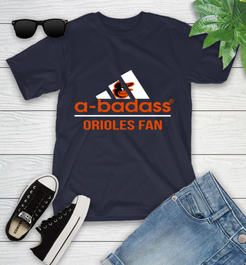 MLB A Badass Baltimore Orioles Fan Adidas Baseball Sports Youth T-Shirt 2