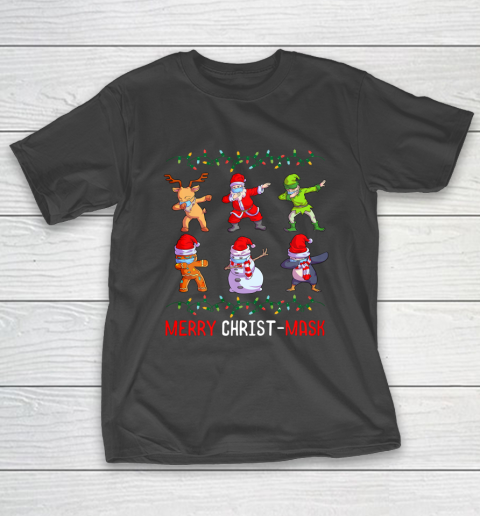 Dabbing Santa Wearing Mask Quarantine Christmas 2020 T-Shirt