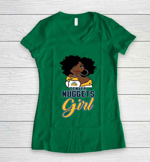 Denver Nuggets Girl NBA Women's V-Neck T-Shirt 5