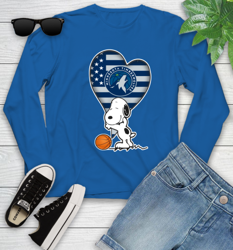 Minnesota Timberwolves NBA Basketball The Peanuts Movie Adorable Snoopy Youth Long Sleeve 9