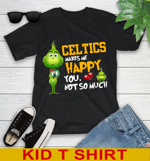 NBA Boston Celtics Makes Me Happy You Not So Much Grinch Basketball Sports Youth T-Shirt