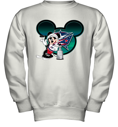 NHL Columbus Blue Jackets Mickey Mouse Disney Hockey T Shirt Long Sleeve T- Shirt