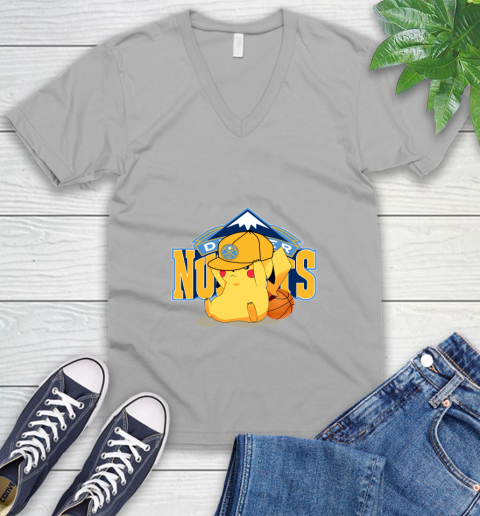 NBA Pikachu Basketball Sports Denver Nuggets V-Neck T-Shirt 4