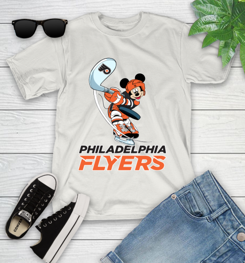NHL Hockey Philadelphia Flyers Cheerful Mickey Mouse Shirt Youth T-Shirt 12