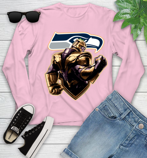 NFL Thanos Avengers Endgame Football Sports Seattle Seahawks Youth Long Sleeve 10