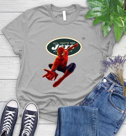 NFL Spider Man Avengers Endgame Football New York Jets Women's T-Shirt 5