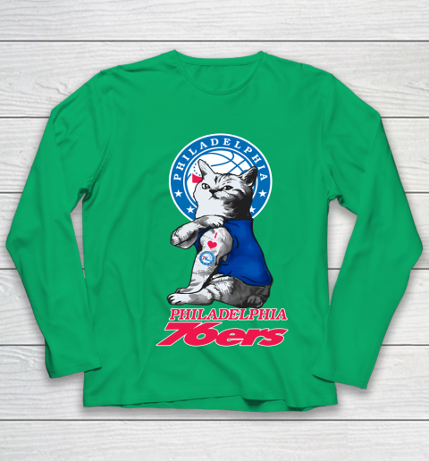 NBA Basketball My Cat Loves Philadelphia 76ers Youth Long Sleeve 5 NBA Basketball My Cat Loves Philadelphia 76ers Youth Long Sleeve - Image 5