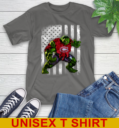 Montreal Canadiens Hulk Marvel Avengers NHL Hockey American Flag T-Shirt 10
