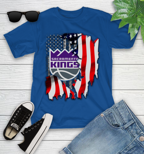 Sacramento Kings NBA Basketball American Flag Youth T-Shirt 12