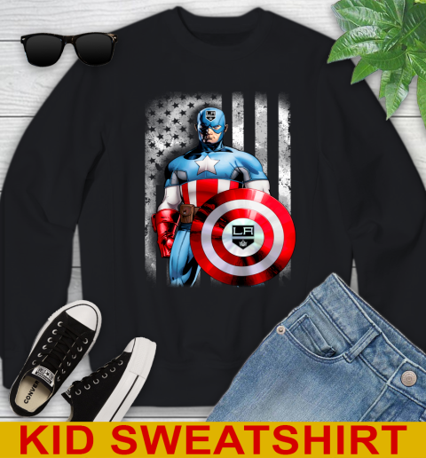 Los Angeles Kings NHL Hockey Captain America Marvel Avengers American Flag Shirt Youth Sweatshirt
