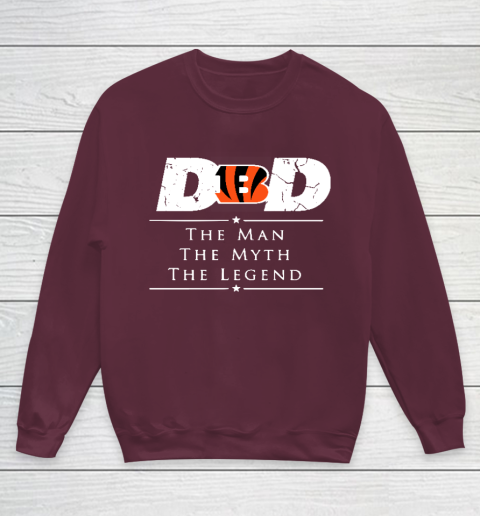 Cincinnati Bengals NFL Football Dad The Man The Myth The Legend Youth Sweatshirt 4