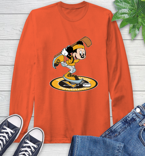 NHL Hockey Pittsburgh Penguins Cheerful Mickey Disney Shirt Long Sleeve T-Shirt 5