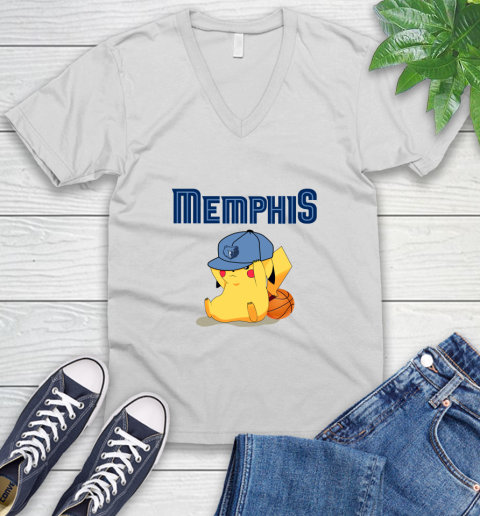 NBA Pikachu Basketball Sports Memphis Grizzlies V-Neck T-Shirt