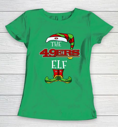 San Francisco 49ers Christmas ELF Funny NFL Women's T-Shirt 5