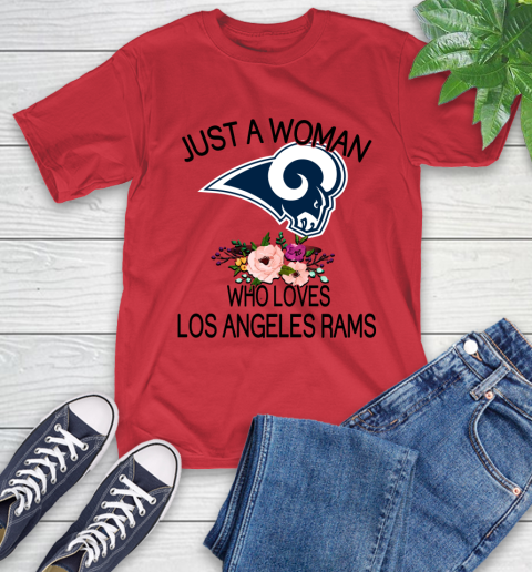 NFL Just A Woman Who Loves Los Angeles Rams Football Sports T-Shirt 10