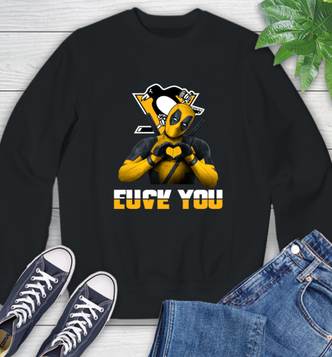 NHL Pittsburgh Penguins Deadpool Love You Fuck You Hockey Sports Sweatshirt