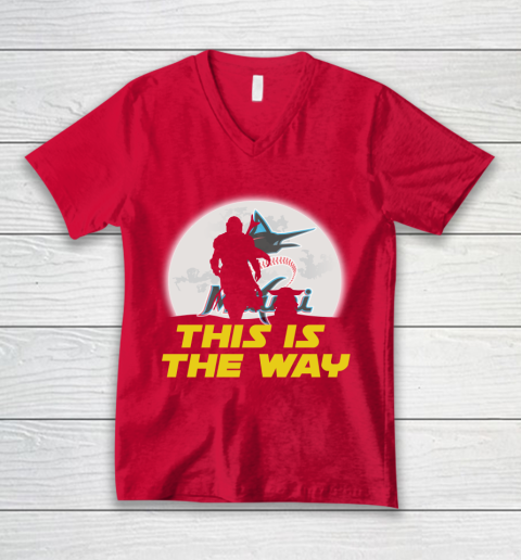 Miami Marlins MLB Baseball Star Wars Yoda And Mandalorian This Is The Way V-Neck T-Shirt 6