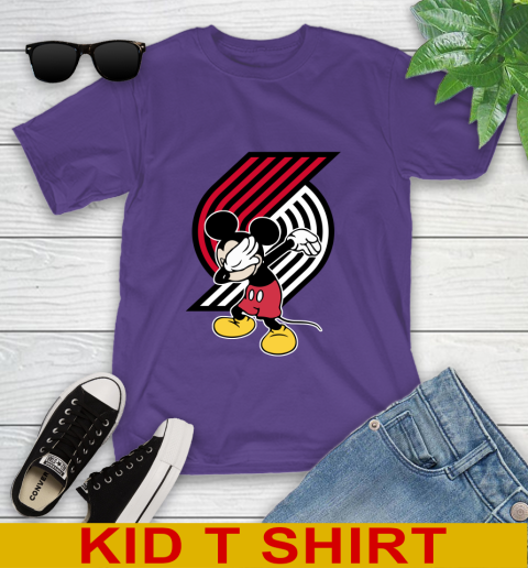 Portland Trail Blazers NBA Basketball Dabbing Mickey Disney Sports Youth T-Shirt 4