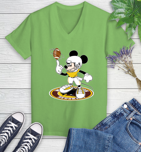 NFL Football Washington Redskins Cheerful Mickey Disney Shirt Women's V-Neck T-Shirt 9