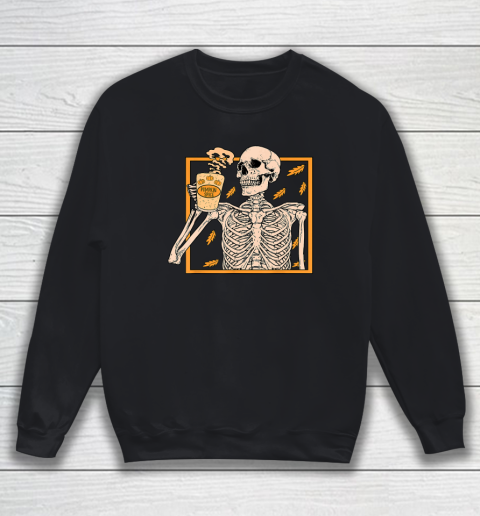 Halloween Skeleton Pumpkin Spice Latte Syrup Creamer Vintage Sweatshirt