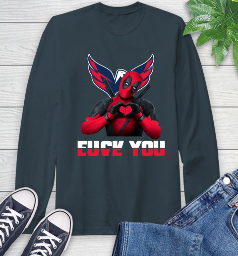 NHL Washington Capitals Deadpool Love You Fuck You Hockey Sports Long Sleeve T-Shirt 9