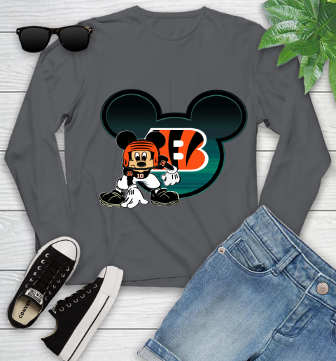 NFL Cincinnati Bengals Mickey Mouse Disney Football T Shirt Youth Long Sleeve 8