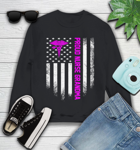 Nurse Shirt Vintage USA American Flag Proud Nurse Grandma Distressed T Shirt Youth Sweatshirt