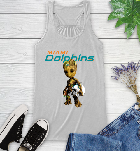 Miami Dolphins NFL Football Groot Marvel Guardians Of The Galaxy Racerback Tank