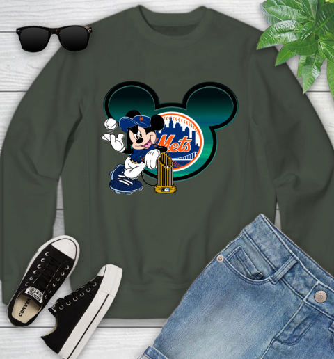 MLB New York Mets The Commissioner's Trophy Mickey Mouse Disney Youth Sweatshirt 10