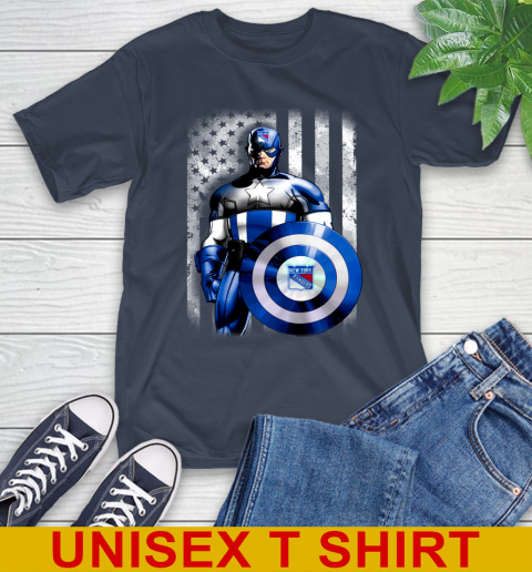 New York Rangers NHL Hockey Captain America Marvel Avengers American Flag Shirt T-Shirt 3