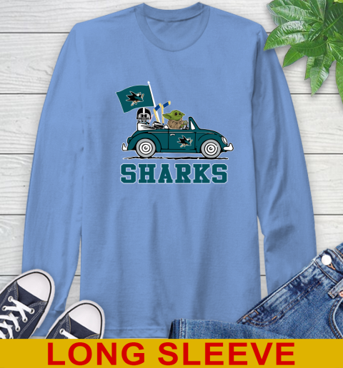 NHL Hockey San Jose Sharks Darth Vader Baby Yoda Driving Star Wars Shirt Long Sleeve T-Shirt 11