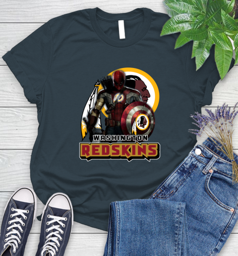 NFL Captain America Thor Spider Man Hawkeye Avengers Endgame Football Washington Redskins Women's T-Shirt 8