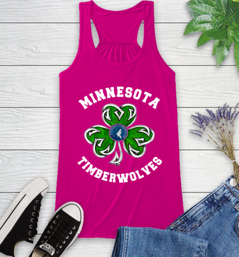 NBA Minnesota Timberwolves Three Leaf Clover St Patrick's Day Basketball Sports Racerback Tank 7