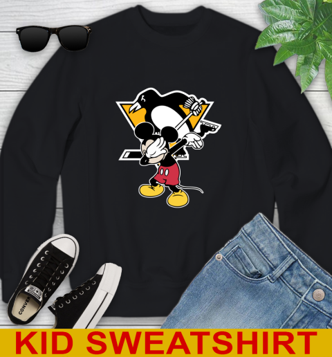 Pittsburgh Penguins NHL Hockey Dabbing Mickey Disney Sports Youth Sweatshirt 2
