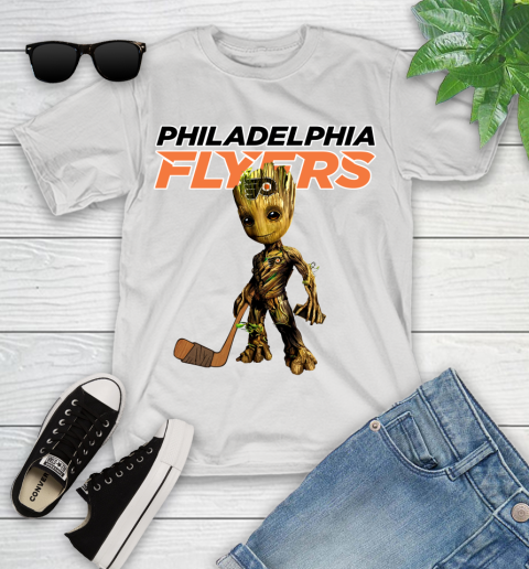 Philadelphia Flyers NHL Hockey Groot Marvel Guardians Of The Galaxy Youth T-Shirt