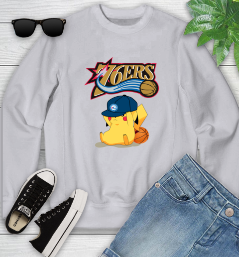 NBA Pikachu Basketball Sports Philadelphia 76ers Youth Sweatshirt 4