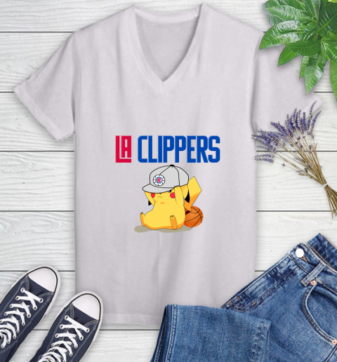 NBA Pikachu Basketball Sports Los Angeles Clippers Women's V-Neck T-Shirt