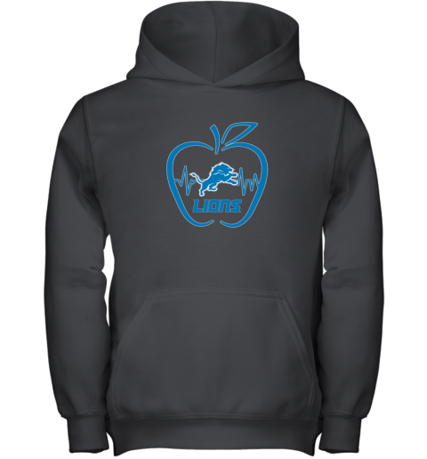 Apple Heartbeat Teacher Symbol Detroit Lions Youth Hoodie