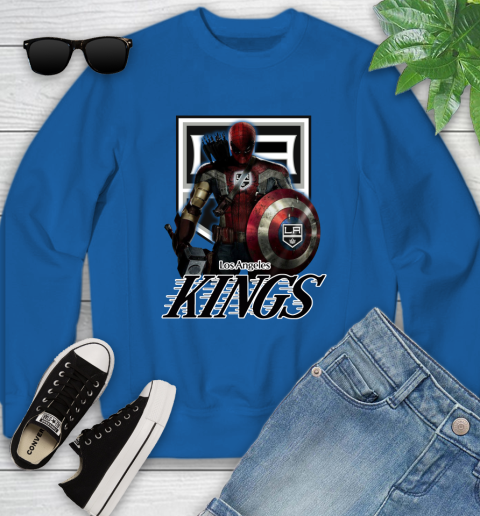NHL Captain America Thor Spider Man Hawkeye Avengers Endgame Hockey Los Angeles Kings Youth Sweatshirt 8