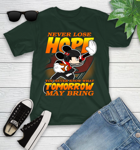 Tampa Bay Buccaneers NFL Football Mickey Disney Never Lose Hope Youth T-Shirt 5