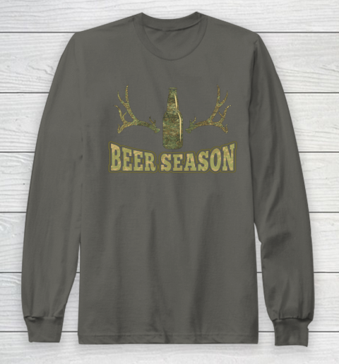 Beer Season Funny Camo Deer Hunting Pun Men Who Love Beers Long Sleeve T-Shirt 3