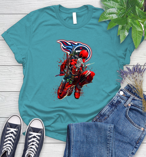NFL Deadpool Marvel Comics Sports Football Tennessee Titans Women's T-Shirt 12