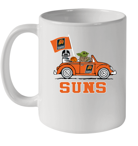 NBA Basketball Phoenix Suns Darth Vader Baby Yoda Driving Star Wars Shirt Ceramic Mug 11oz