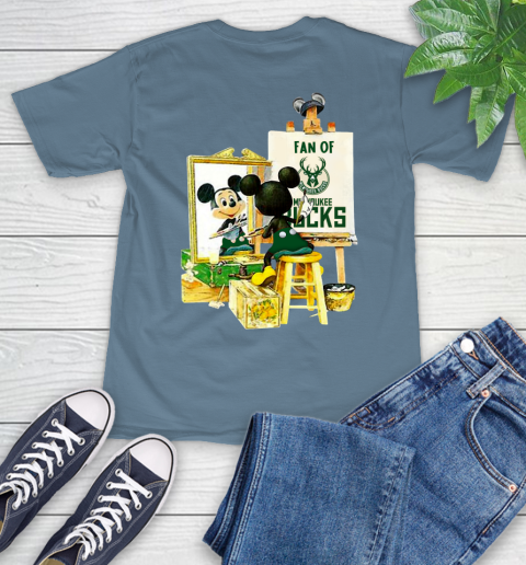 NBA Basketball Milwaukee Bucks Mickey Drawing Shirt 9