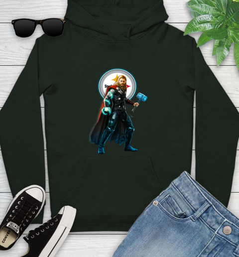 NFL Thor Avengers Endgame Football Pittsburgh Steelers Youth Hoodie 13