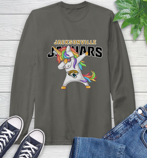 Jacksonville Jaguars NFL Football Funny Unicorn Dabbing Sports Long Sleeve T-Shirt 8
