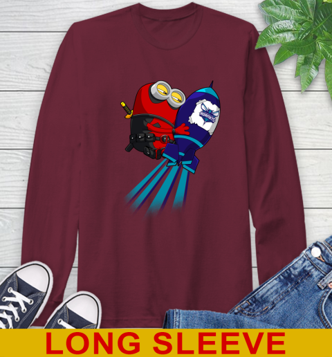 NBA Basketball Charlotte Hornets Deadpool Minion Marvel Shirt Long Sleeve T-Shirt 7